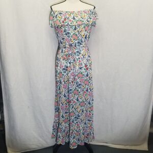 Style & Co PM Petite Dress Maxi Crinkle Floral On/off Shoulder Cottagecore BOHO